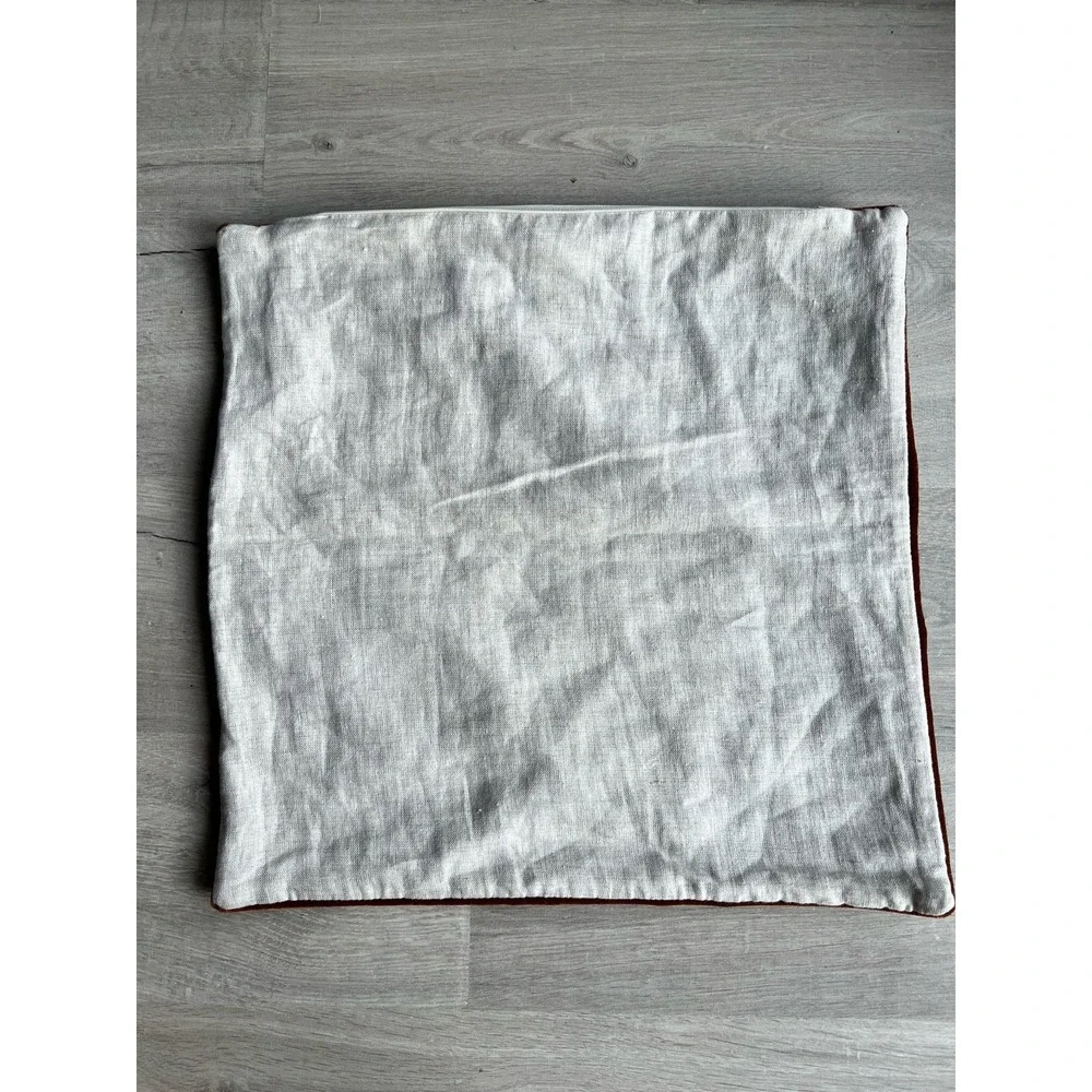 Crate & Barrel Pillow Cover 20X20 Faux Mohair Reversible Linen Burnt Orange Fall